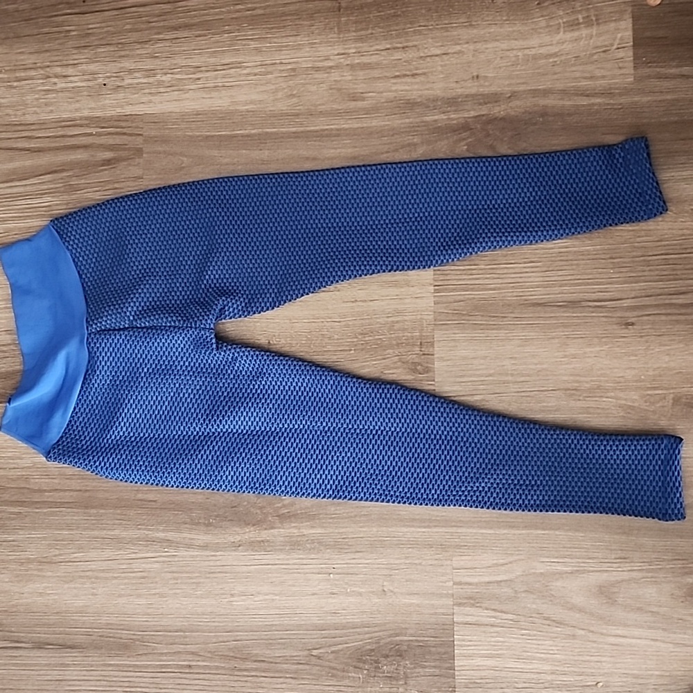 Womens Blue Ruched Leggings